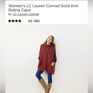 Lauren Conrad riding cape in dark red